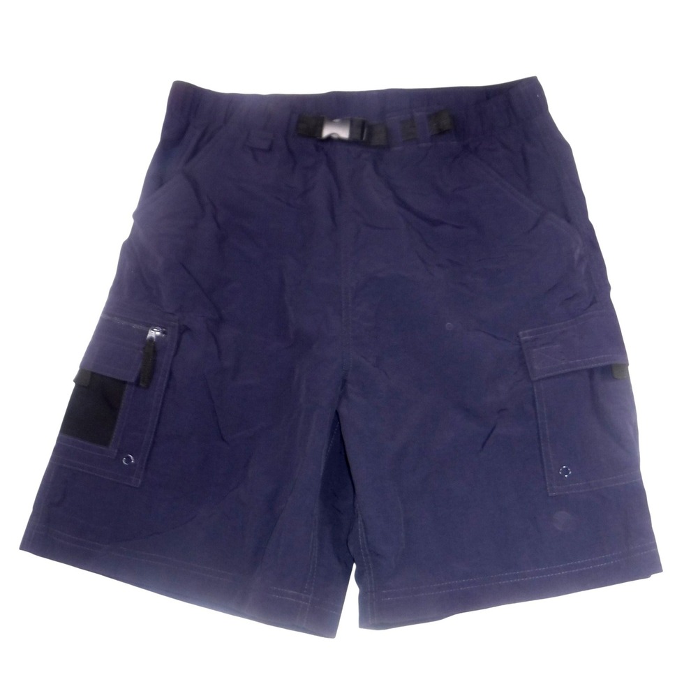World Wide Sportsman Mens Navy Blue Cargo Fishing Shorts Size M Nylon Mesh Lined